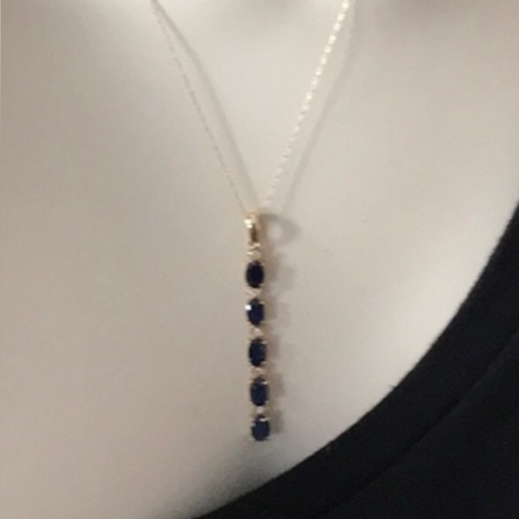 Sapphires And Diamonds 450 Ct 14k Bar Yellow Gold Pendant Sapphires And Diamonds 450 Ct 14k Bar Yellow Gold Pendant